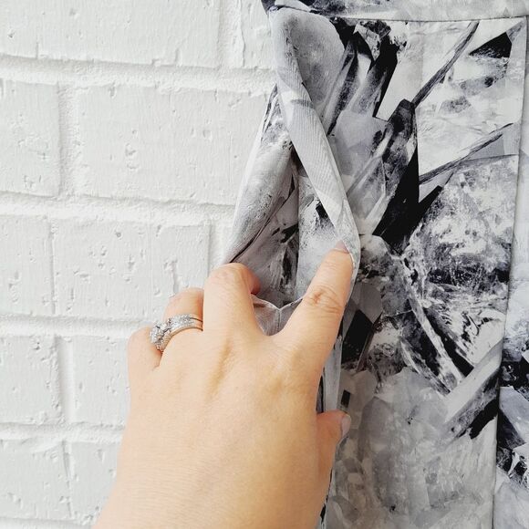 Cacharel Mini Pleat Silk Skirt Geometric Paint Artsy Career Wear ContemporarySz6 - Picture 7 of 12